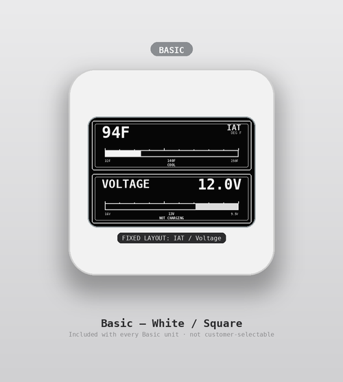AUTO GAUGE Basic tier, square shape, white — custom OBD2 display